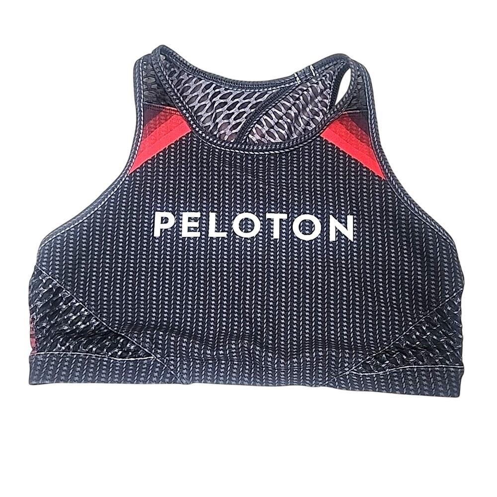 Peloton With Carbon Fade Sports Bra Black Red Size Medium